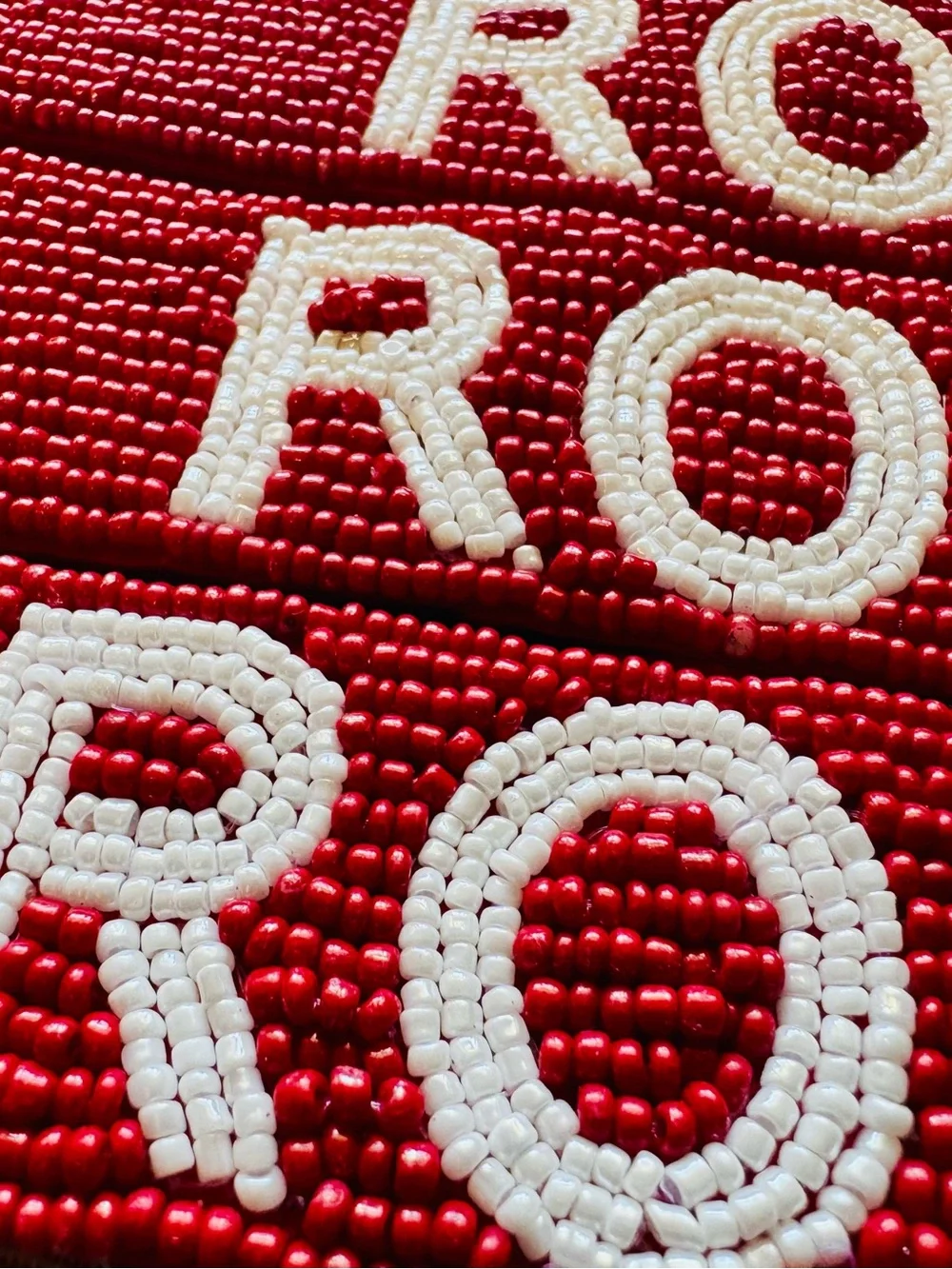 Roll Tide beaded purse strap with gold clasps hardware